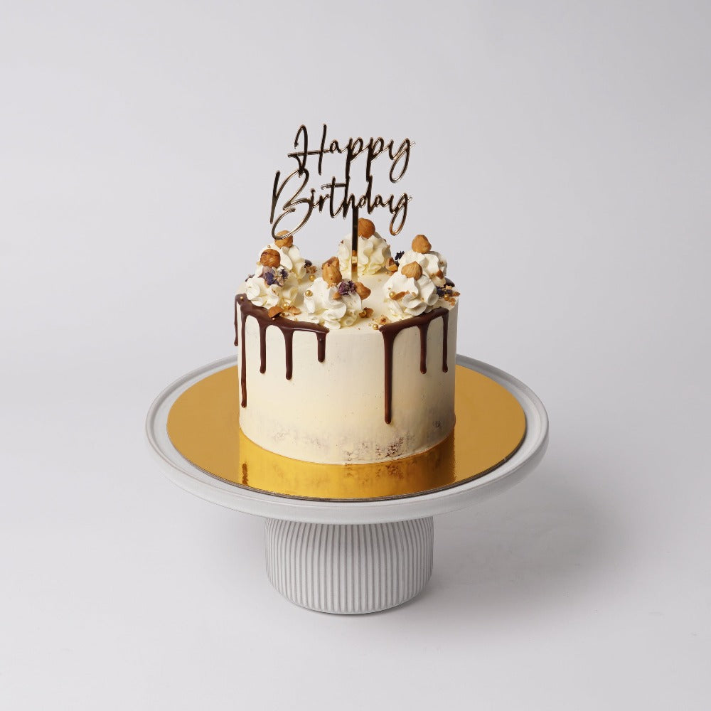 BANANA & NUTELLA CAKE WITH HAPPY BIRTHDAY MIRROR CAKE TOPPER IN 2 DAYS