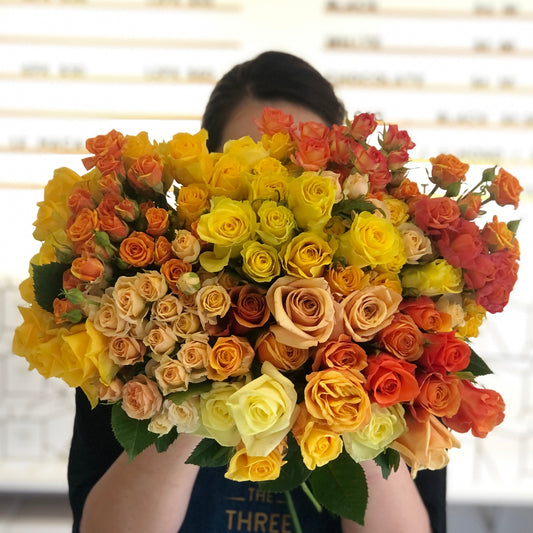 'ATUMN & SPRING' COLOURS FRESH ROSES /IN-3-DAYS+/
